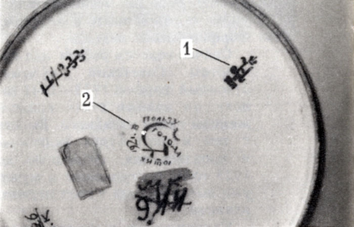 Марки и надписи на тарелке 'Помогите голодным' 1921 г.
