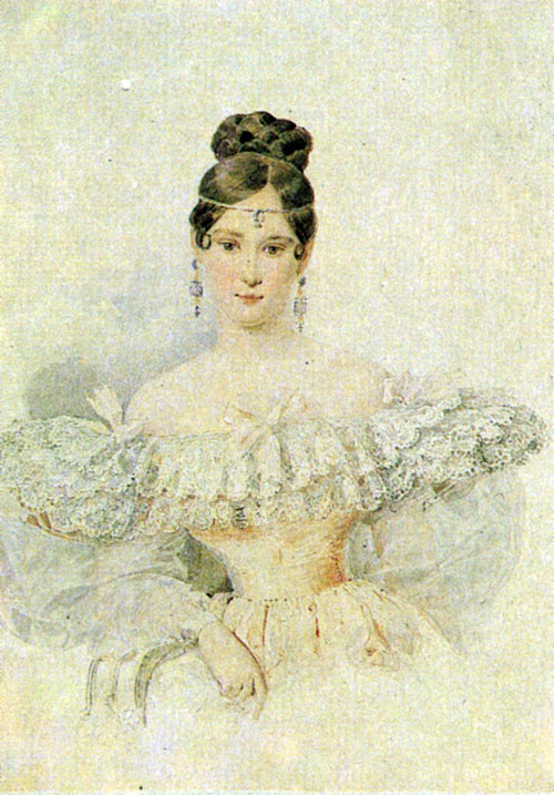 А. П. Брюллов. Портрет Н. Н. Пушкиной. 1832. Акварель