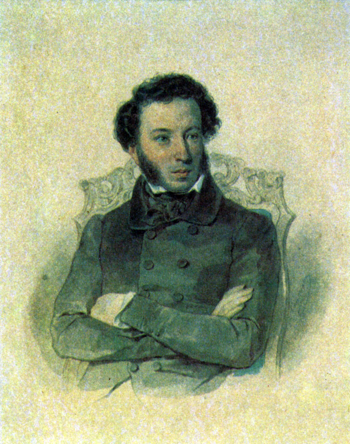 П. Ф. Соколов. Портрет А. С. Пушкина. 1830-е. Акварель