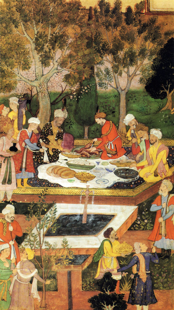 Babur Entertained by Badi uz-Zaman-Mirza in the Jahan Ara Garden in Herat