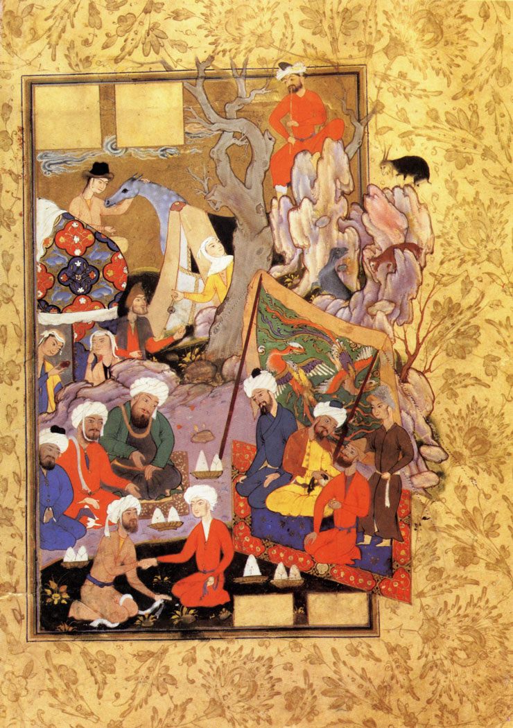 Uaina's Marriage Proposal. Miniature from the manuscript of The Gold Chain by Jami