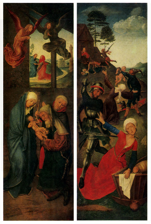 HUGO VAN DER GOES. Ca. 1440-1482 The Circumcision (left). The Massacre of the Innocents (right). Triptych