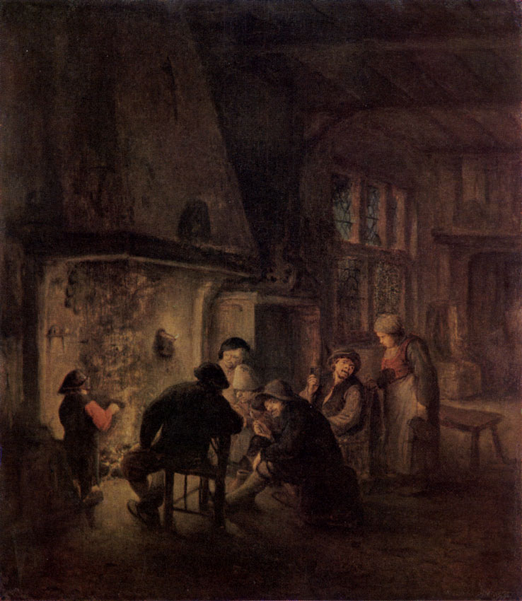 ADRIAEN VAN OSTADE. 1610-1685  Talk by the Fireside 