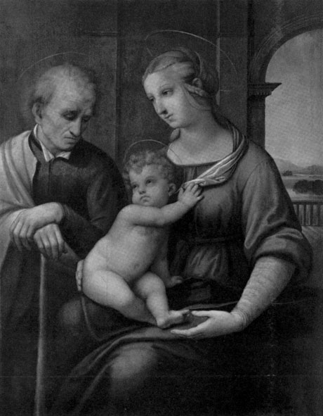 RAPHAEL (RAFFAELLO SANTI). 1483-1520 The Holy Family (Madonna with the Beardless St. Joseph). 1506