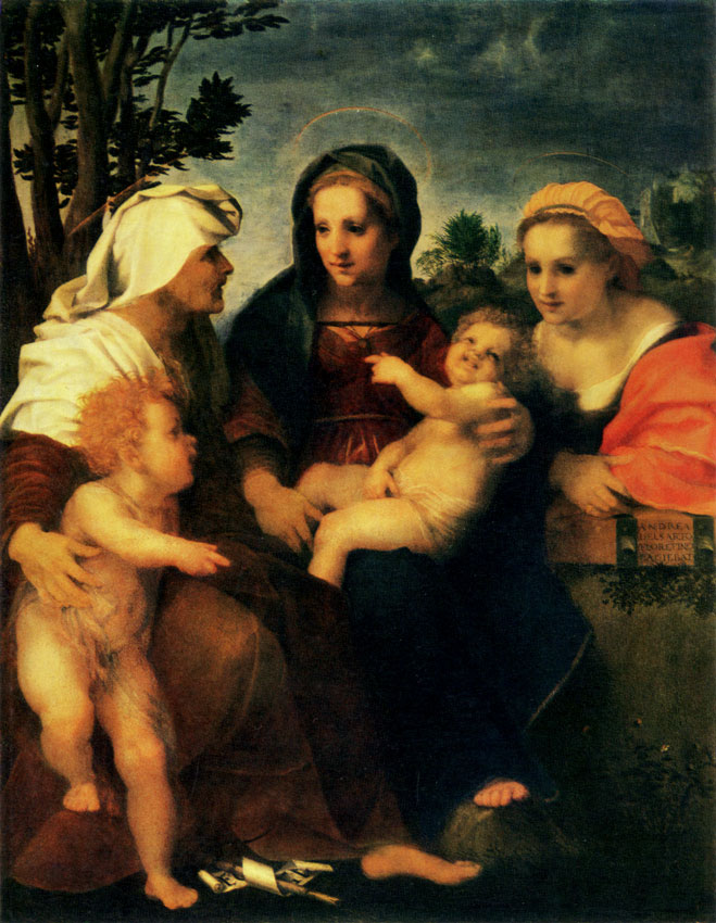 ANDREA DEL SARTO. 1486-1531 Madonna and Child  with St. Catherine, St. Elizabeth and St. John the Baptist. 1519