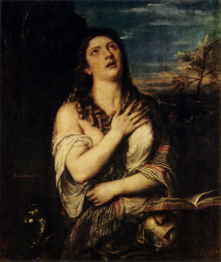 TITIAN (TIZIANO VECELLIO). 1485/90-1576  St. Mary Magdalene in Penitence. Mid-1560s