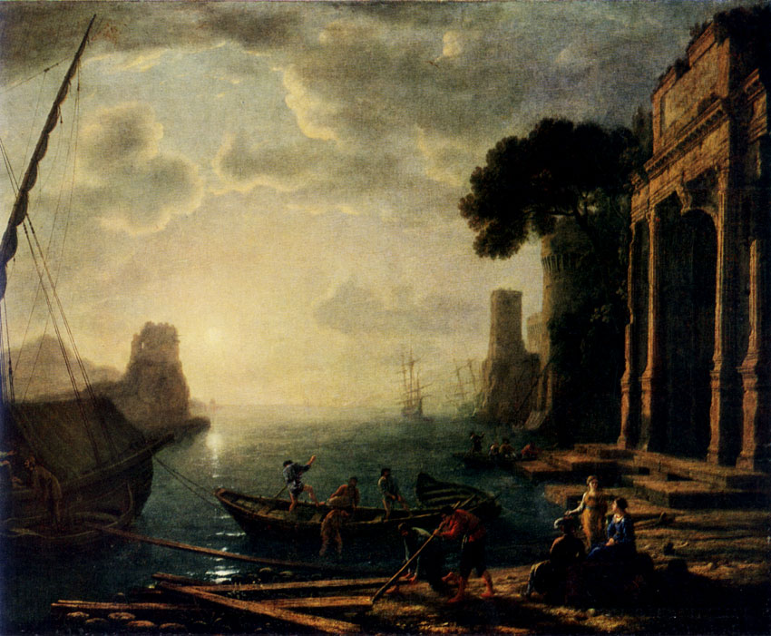 LORRAIN (CLAUDE GELLEE). 1600-1682 Morning in the Harbor. Ca. 1649