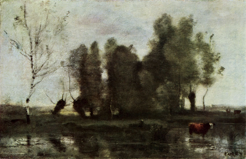 CAMILLE COROT. 1796-1875 Trees in a Marsh. Between 1855 and 1860