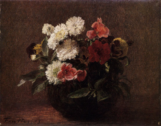 HENRI FANTIN-LATOUR. 1836-1904  Flowers in  an Earthenware Vase