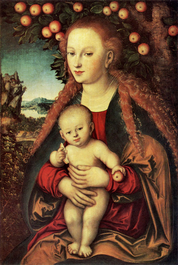 LUCAS CRANACH THE ELDER. 1472-1553 The Virgin and Child under the Apple Tree. 1520-24 