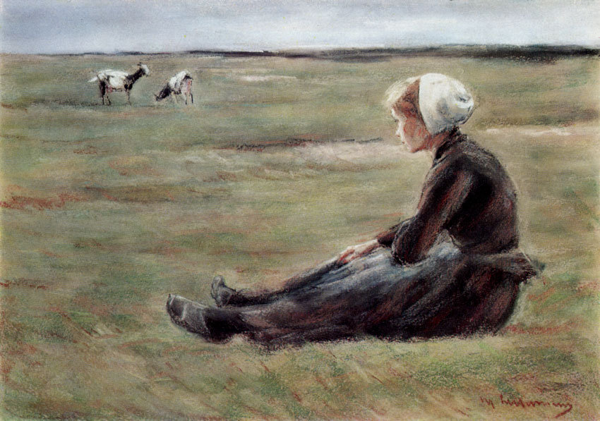 MAX LIEBERMANN. 1847-1935 Girl in a Field. Ca. 1890 