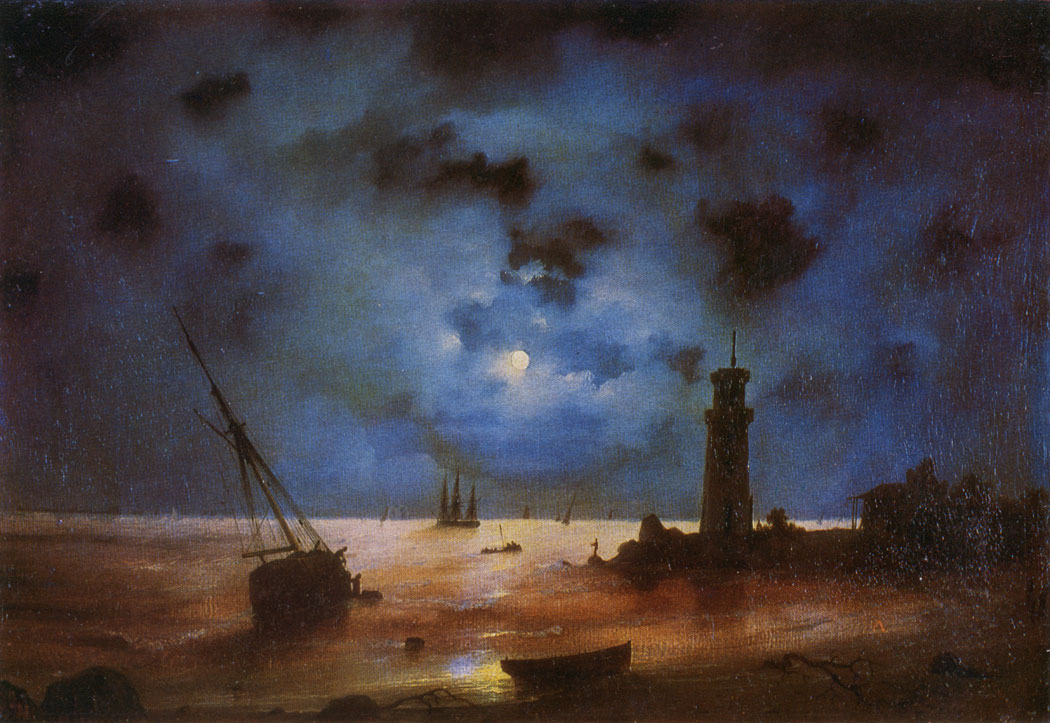 Берег моря ночью. 1837 Холст, масло. 55×80
