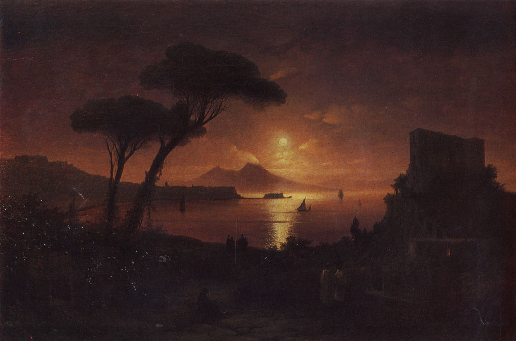 Неаполитанский залив в лунную ночь. 1842  Холст, масло. 91×142