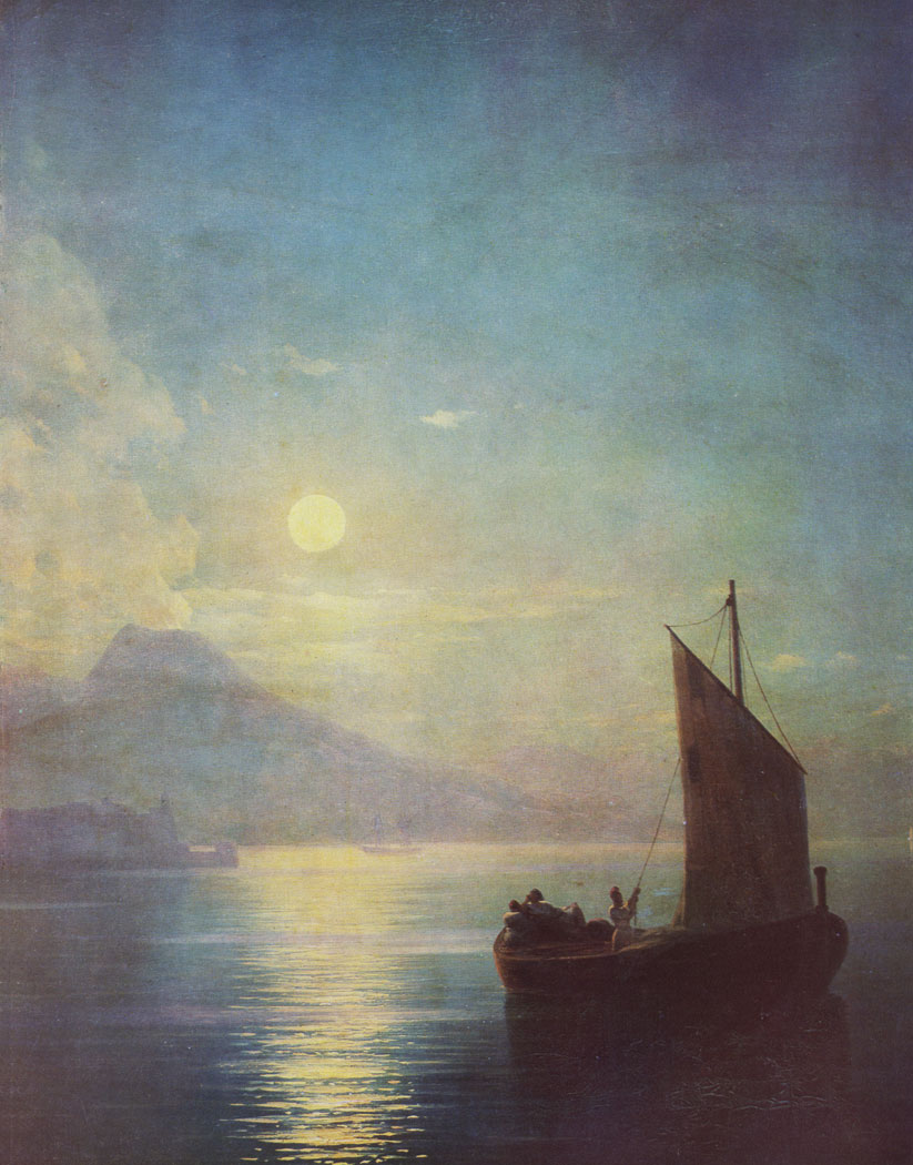 Неаполитанский залив ночью. 1850  Холст, масло. (фрагмент)