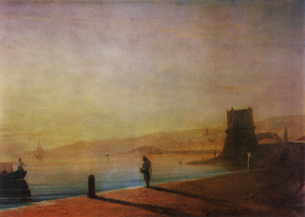 Пристань в Феодосии. 1856 Холст, масло. 55×85