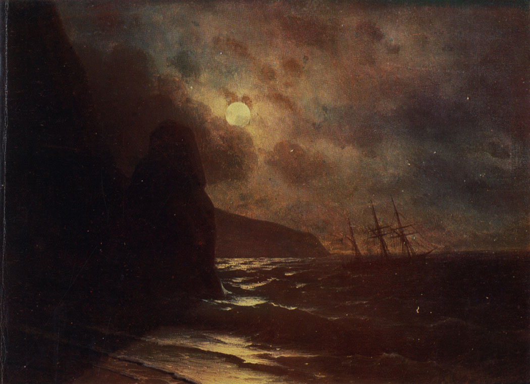 Лунная ночь на море. 1856  Картон, масло. 21×27,5
