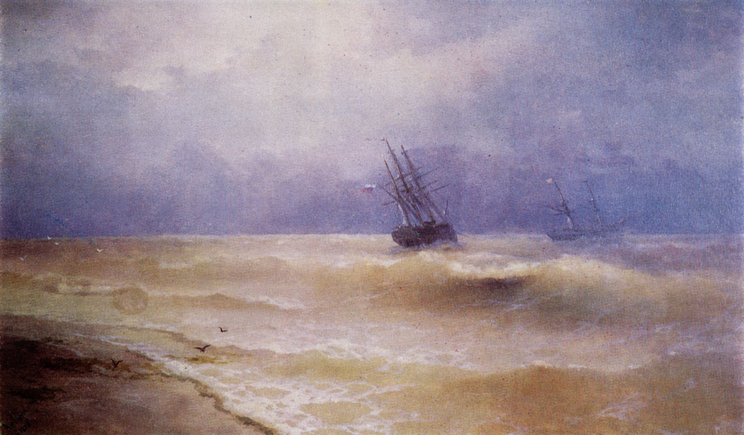 Прибой у крымских берегов. 1892  Холст, масло. 130×217