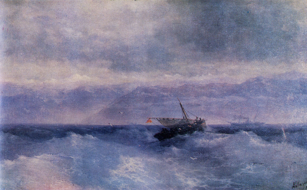 Кавказский хребет с моря. 1894  Холст, масло. 59×94