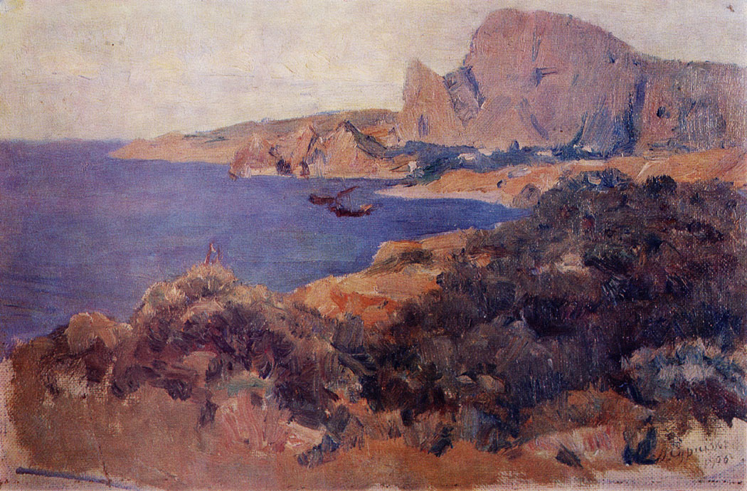 Берег моря. 1908  Холст на картоне, масло. 26,3×39,6