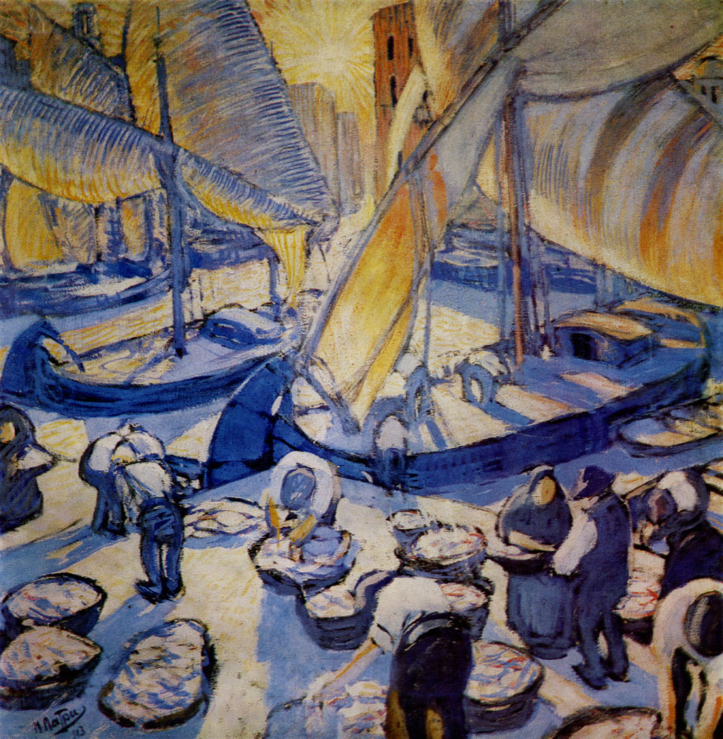 Выгрузка Fishermen's Wharf.  Oil and tempera on canvas. 102,5×101,5