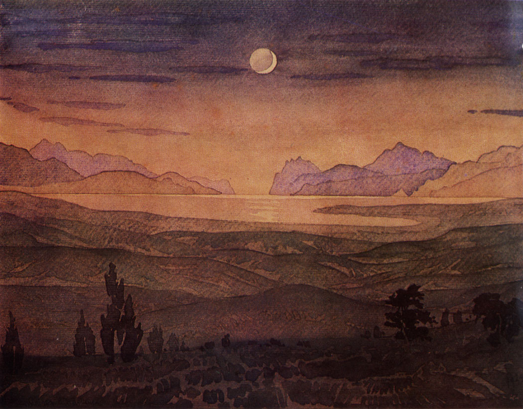 Медный бубен ночи. 1925  Бумага, акварель. 25×33,8