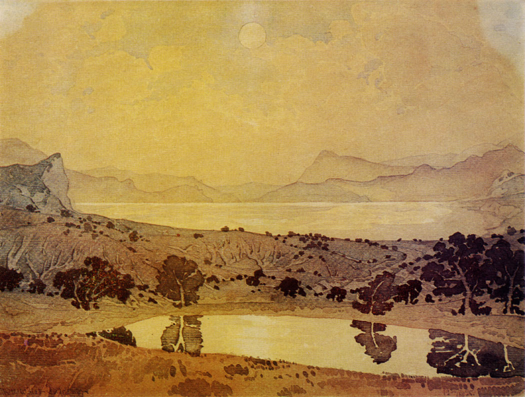 Беспокойные воды залива. 1925  Бумага, акварель. 26,5×35,5