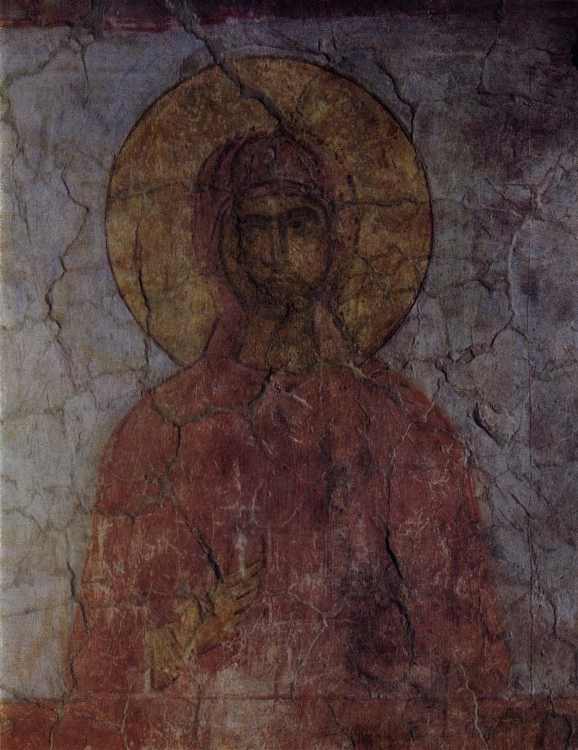 Святая мученица Фрагмент росписи Конец XII - начало XIII века Смоленская школа живописи