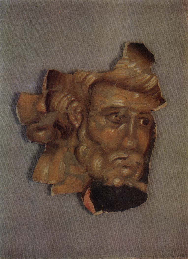 Head of a Saint Detail from painted decoration Late 14th century. Pskov School 