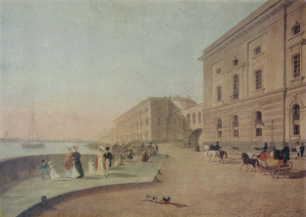Беггров Карл Петрович (1799-1875) Набережная Невы у Эрмитажного театра. 1824