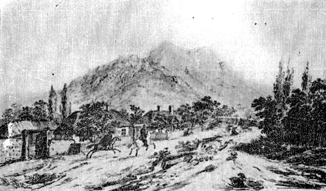 Рисунок М. Ю. Лермонтова 'Вид Бештау около Железноводска'. 1837