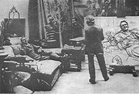 И. Е. Репин пишет портрет Ф. И. Шаляпина. Фотография 1914 г.(потрет не сохранился)