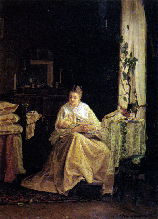 В. М. Максимов (1844 - 1911). Женщина с ребенком. (Жена художника с сыном)