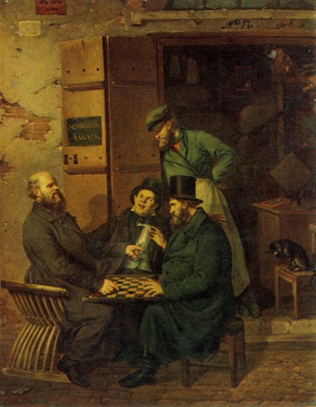 В. Е. Астрахов. Купцы, играющие в шашки. 1852