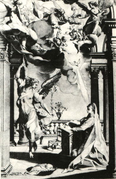 Франческо Вилламена. 'Благовещение'. Гравюра резцом. Италия. 1603 г.