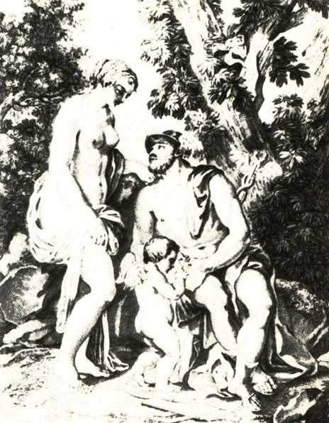 Н. Уткин. 'Марс и Венера'. Офорт. Россия. 1798 г.